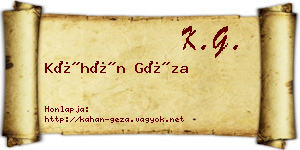 Káhán Géza névjegykártya